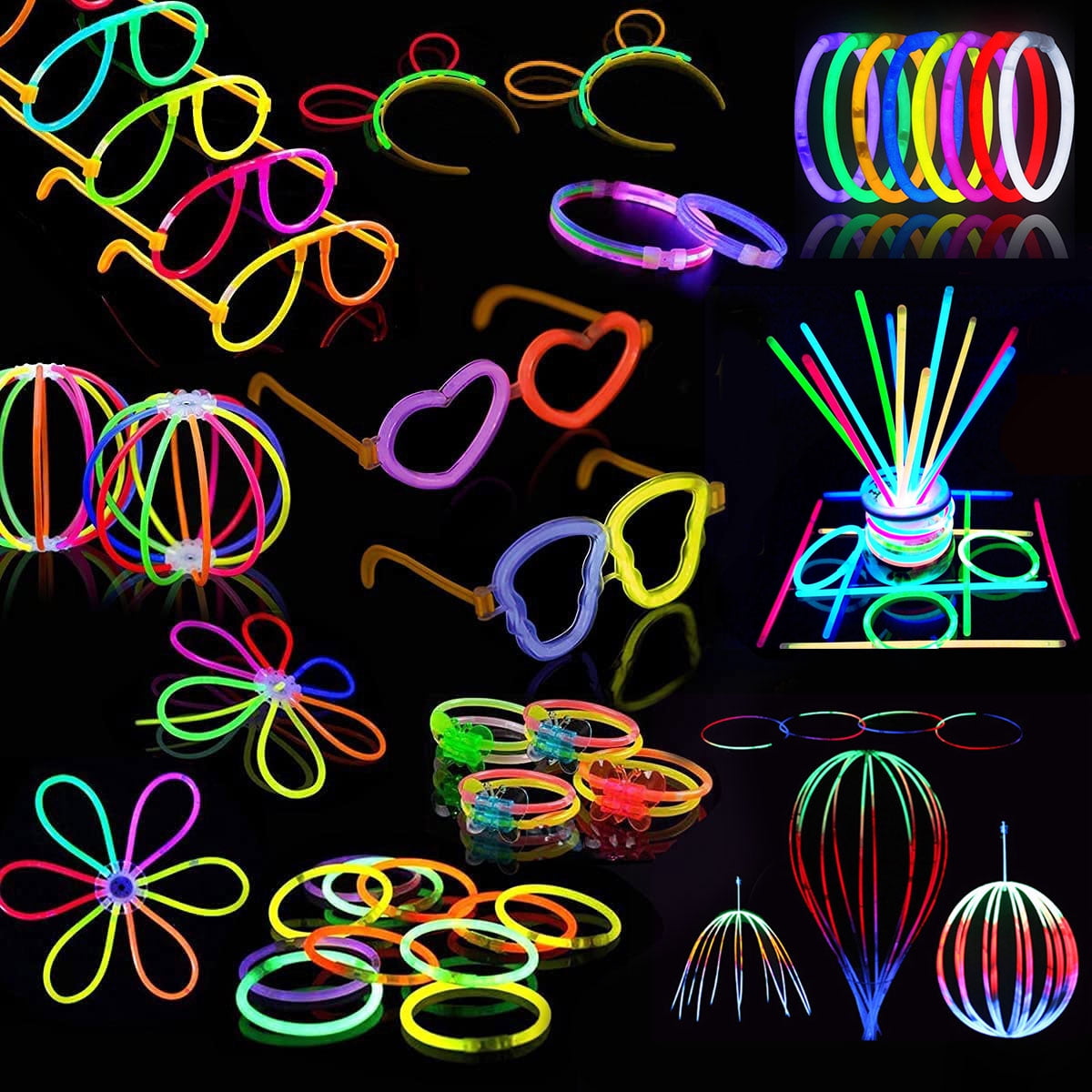 PartySticks partysticks moondance glow sticks and connectors - 40pk glow in  the dark party favors with 16 glow sticks party decorations a
