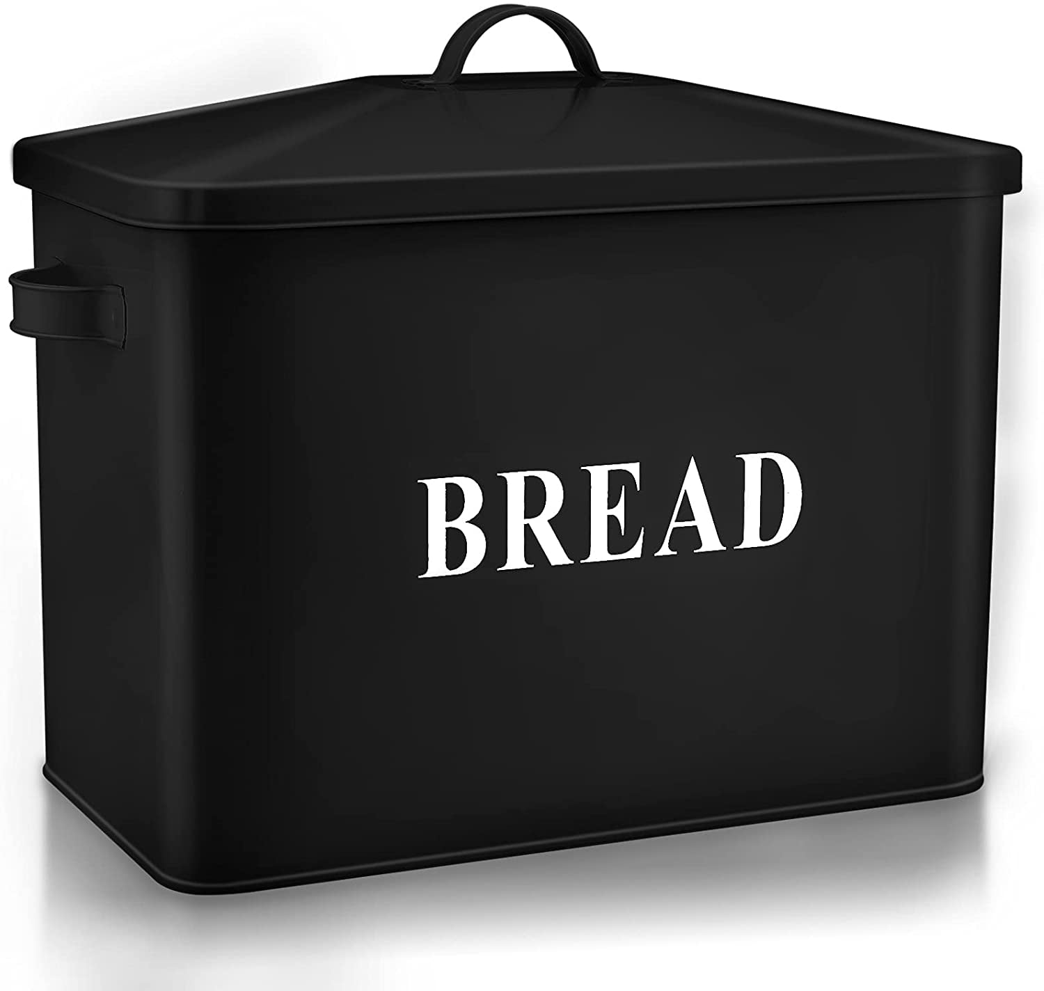 Bread Box for Kitchen Countertop, VeSteel Black Metal Bread Bin Holder for Modern Farmhouse Decor, Extra Large & High Capacity Storage Container - 13' x 9.8' x 7.3' - Holds 2+ Loaves, Vintage Style