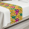 thumbnail image 2 of Skull Bed Runner, Head Bones Print on Colorful Geometric Triangle Background, Decorative Accent Bedding Scarf for Hotels Homes and Guestrooms, Queen, Earth Yellow Jade Green, by Ambesonne, 2 of 2