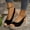 Black, variant on Women's Non Slip Wedge Heel Sandals Snake Print Peep Toe Jute Wrapped Slingback Casual Summer Beach White 43