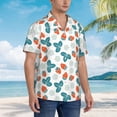 thumbnail image 3 of Fuzoiu Floral Strawberr Print Hawaiian Shirt for Men, Summer Beach Casual Short Sleeve Button Down Shirts, Men’s Beach Summer Shirts with Pocket,Large, 3 of 7