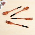 thumbnail image 4 of Juego de Tenedores Cucharas Madera Utensilios Estilo JaponéS para Comer Cubiertos Reutilizables (Cordones Negros, 10 Piezas), 4 of 5