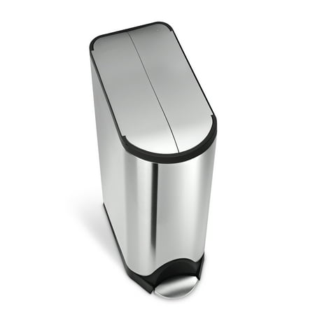 simplehuman - 45 Liter / 11.9 Gallon Butterfly Lid Kitchen Step Trash Can - Brushed Stainless Steel