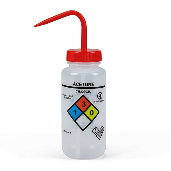 Wash Bottle, Widemouthed, For Acetone, 500 Ml, Easy-To-Read, Ldpe Solvent-Resistant