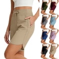 thumbnail image 7 of Dvprdro Womens Yoga Shorts with Pockets High Waist Drawstring Stretchy Workout Running Shorts, 7 of 7