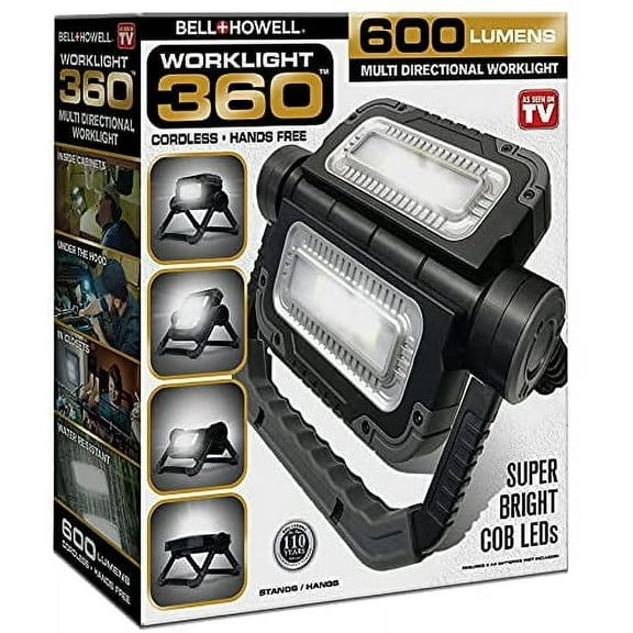 Bell Howell Work Light 360 Portable Work Light 360° Rotatable Work Light Water Resistant, Multi-Position As Seen on TV Worklight