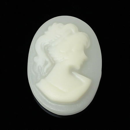 Embellishment Resin Flat Back - Sexy Sparkles 4 Pcs Resin Cameo Embellishment Findings Oval White Beauty Lady Design 18mm
