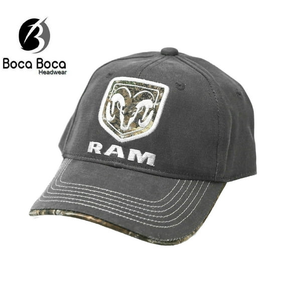 Hat - RAM Trucks Oil Skin RealTree Cap Embroidered Applique Charcoal & Camo