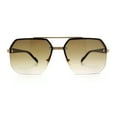 thumbnail image 5 of Luxury Mobster Rimless Half Rim Oversized Rectangle Metal Sunglasses Gold - Brown, 5 of 8