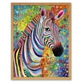 thumbnail image 1 of Folk Art Zebra Colourful Flower Boho Art Print Framed Poster Wall Decor 12x16 inch, 1 of 5