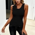 thumbnail image 2 of Hesxuno Women Fashion Tank Top Slim Fit Casual Sleeveless Tees Crew Neck Flower Applique Cami Tops Summer Solid Casual Tanks Black XS, 2 of 6