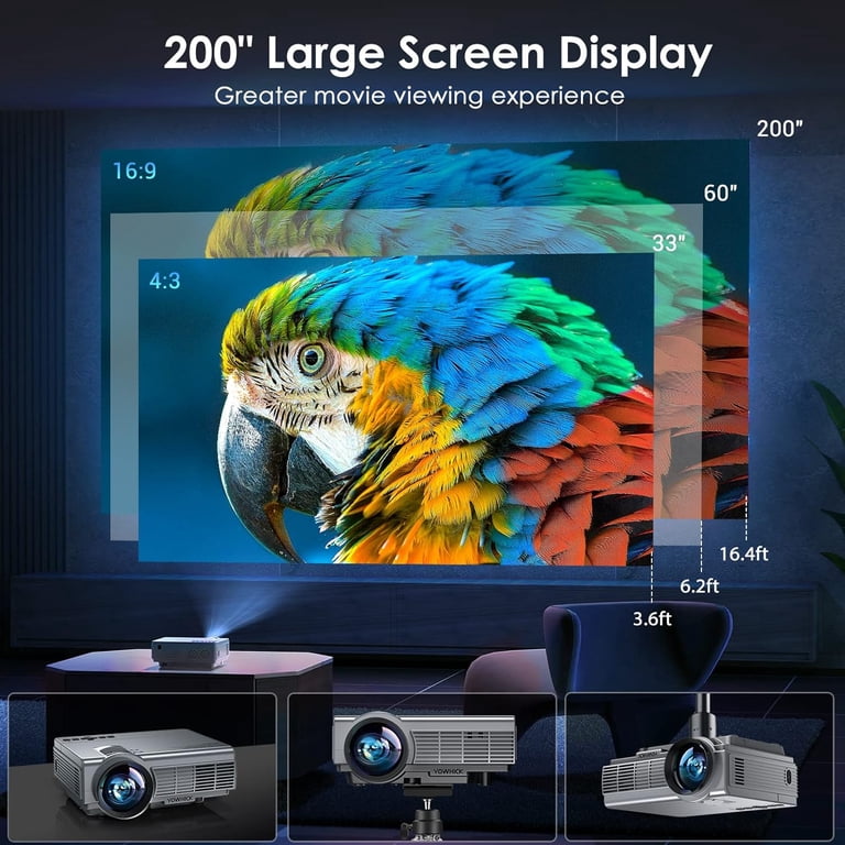 YOWHICK DP01 LED Projector - 1080P Output, 100