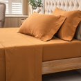 thumbnail image 6 of PURE ERA Jersey Knit 4pc Extra Deep Pocket Bed Sheet Queen 100% T-Shirt Cotton Super Soft Breathable Fits Mattress Up to 20" Burnt Orange, 6 of 11