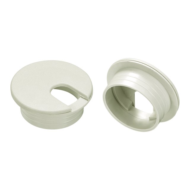 Unique Bargains Lot de 2 1.38 Pouces/35mm Cache-Trou de Câble ABS Fil de Bureau Illet, Gris