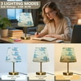 thumbnail image 3 of Modern Minimalist Cone Desk Lamp Antique Bronze Base & Linen Shade Bedside Table Lamp for Bedroom Living Room, Office, Dorm Cartoon Blue Dinosaurs Medium, 3 of 7