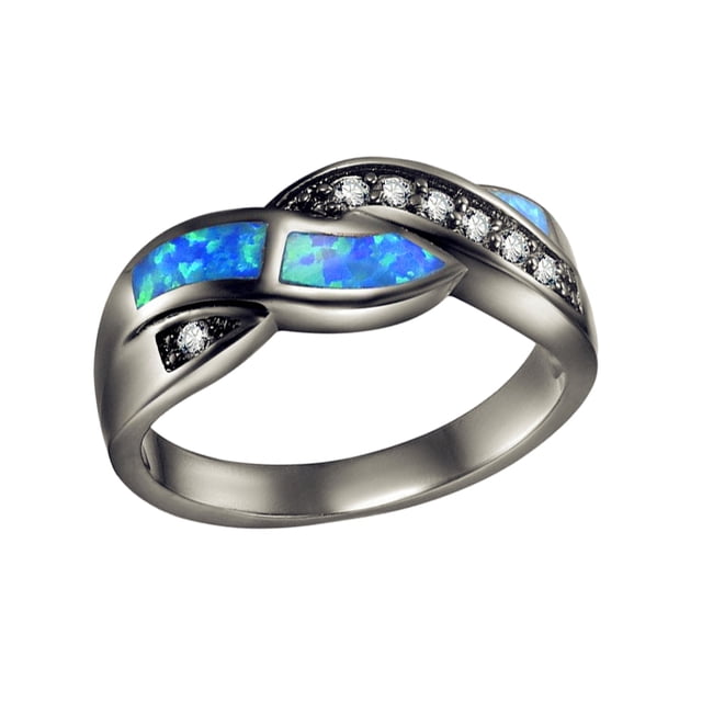 Baohd Bague Vintage pour Femmes Adaptée à Diverses Occasions et Classique Bleu 8 1Ensemble