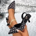 thumbnail image 2 of hoksml Women's Polka Dot Slingback Stiletto Pumps, Cloth Pointed Toe Heels for Party and Daily Wear, 2 of 9
