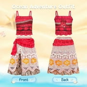 Jurebecia Princess Dress for Girls Adventure Outfit Costume Two-Pieces Crop Top Skirt Set Halloween Christmas Cosplay Clothes Age 8(7-8Years)