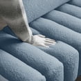 thumbnail image 6 of Jampooca Sherpa Upholstered Ottoman Modern Bench, Light Blue, 6 of 7