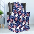 thumbnail image 4 of 4th of July Soft Flannel Fleece Blanket, Stars and Stripes of Liberty and Freedom American Theme Pattern, Cozy Plush for Indoor and Outdoor Use, 70" x 90", Royal Blue White and Red, by Ambesonne, 4 of 5