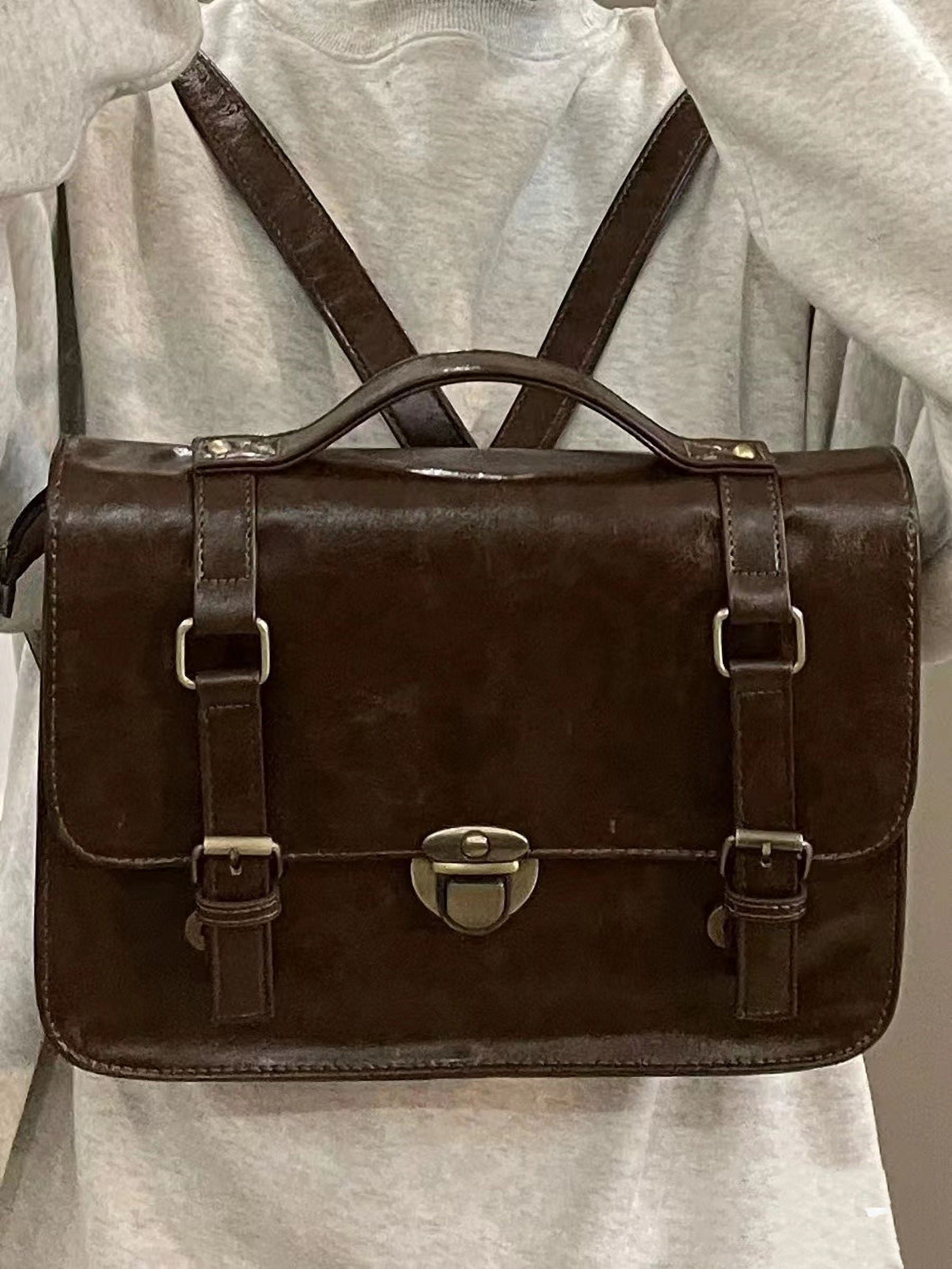 JUYGO Japan Preppy Style Uniform Shoulder School Bags for Women PU Leather Large Briefcase Tote Handbag For Girls Backbagpack