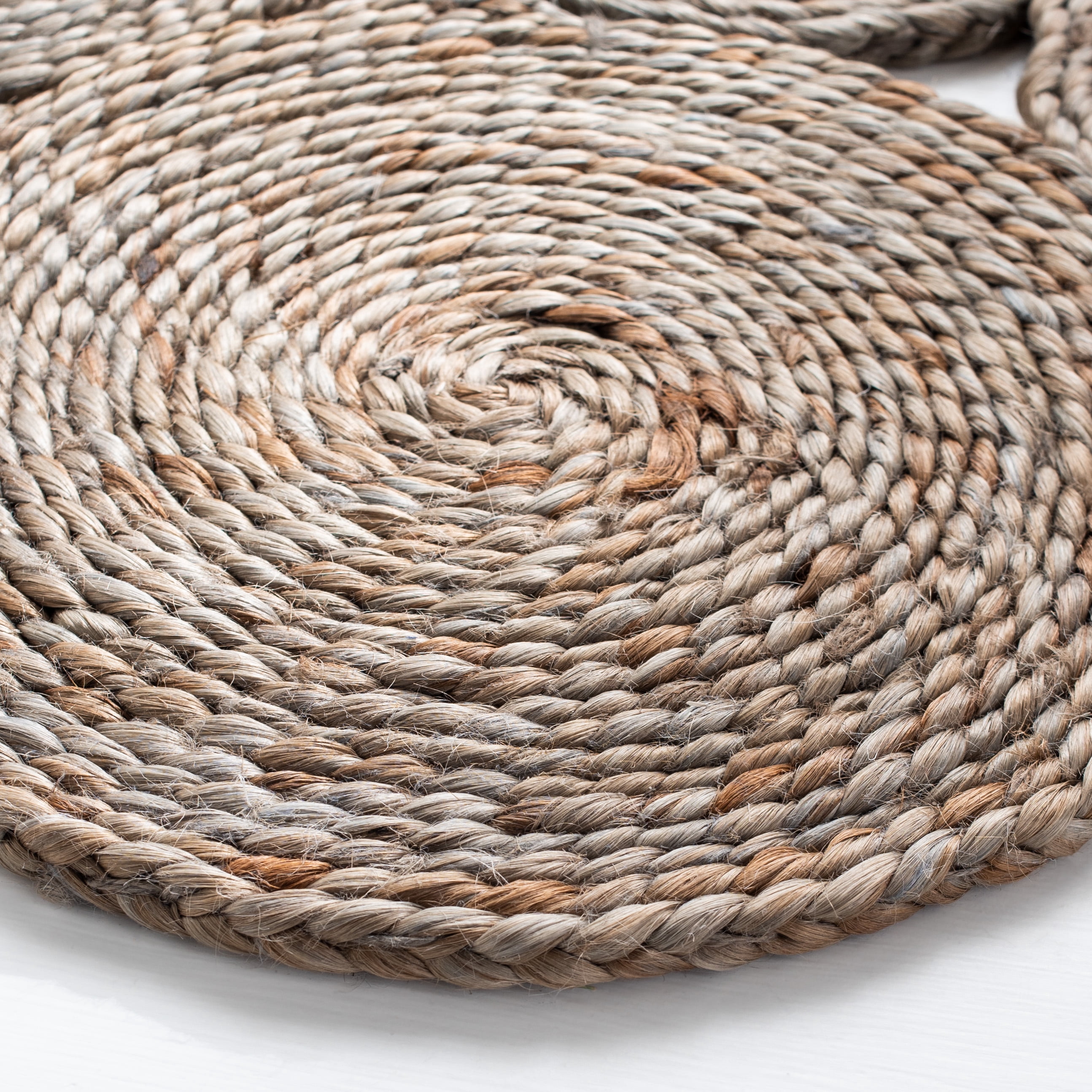SAFAVIEH Natural Fiber Christian Geometric Area Rug, Gray, 8' x 8' Round
