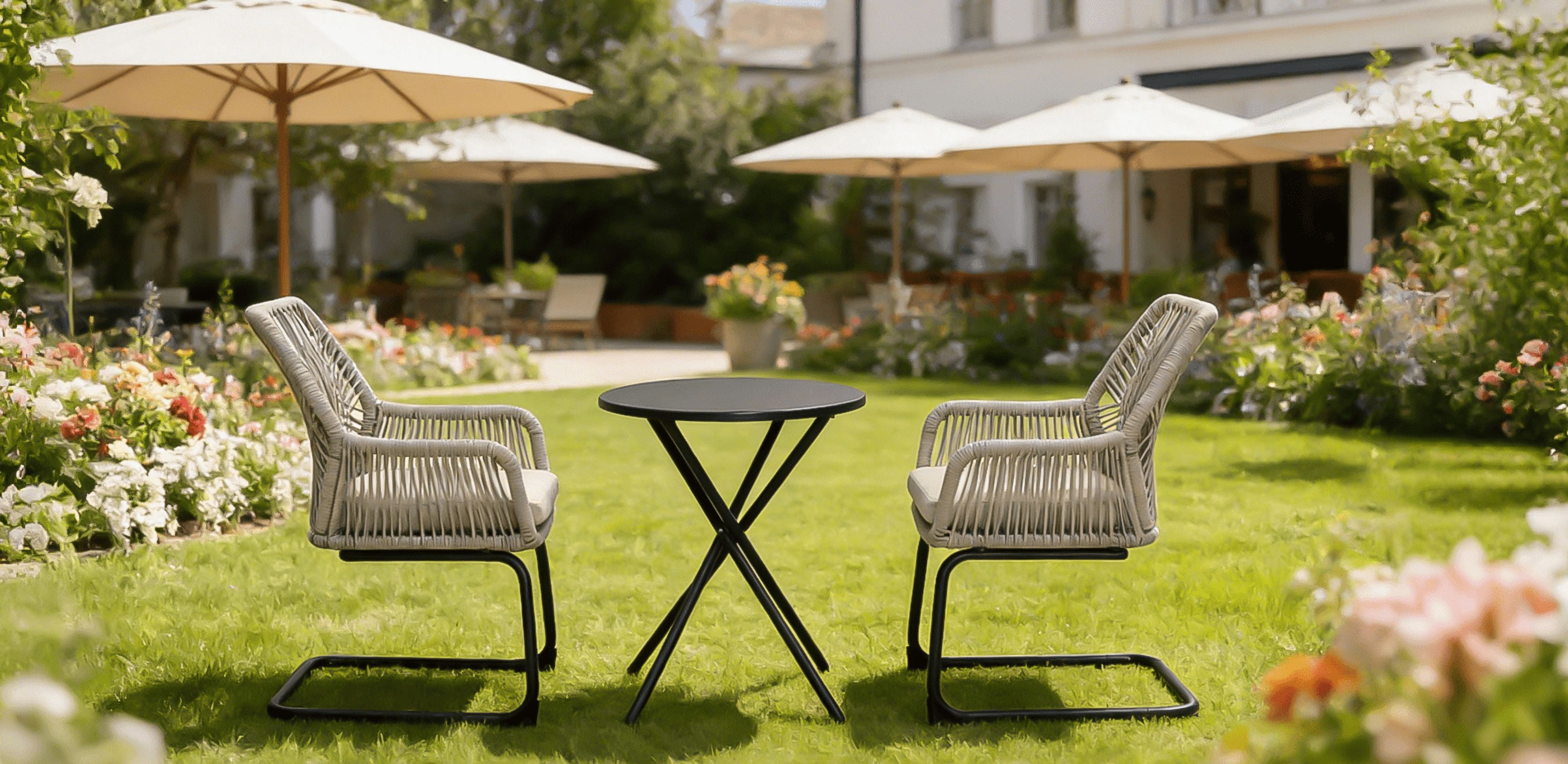 Outdoor Rattan Armchair, 2 Pack Cushioned Leisure Chair for Garden Balcony Patio, Grey