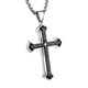 thumbnail image 1 of Collar OLEVS con colgante en forma de cruz de acero inoxidable negro y plateado para hombre, 1 of 7