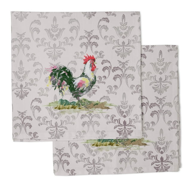 Vargottam Collection de Luxe Table à Dîner Décoration en Lin Serviette en Coton Tissu Imprimé Serviettes Réutilisables Ensemble de 6, 20 X 20 - Coq