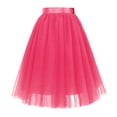 thumbnail image 4 of Tulle Skirts for Women Elastic Waist Lace Up Bow Knee Length Layered Mesh Flowy A Line Tutu Skirts Puffy Skirt Fairy Skirt, 4 of 5