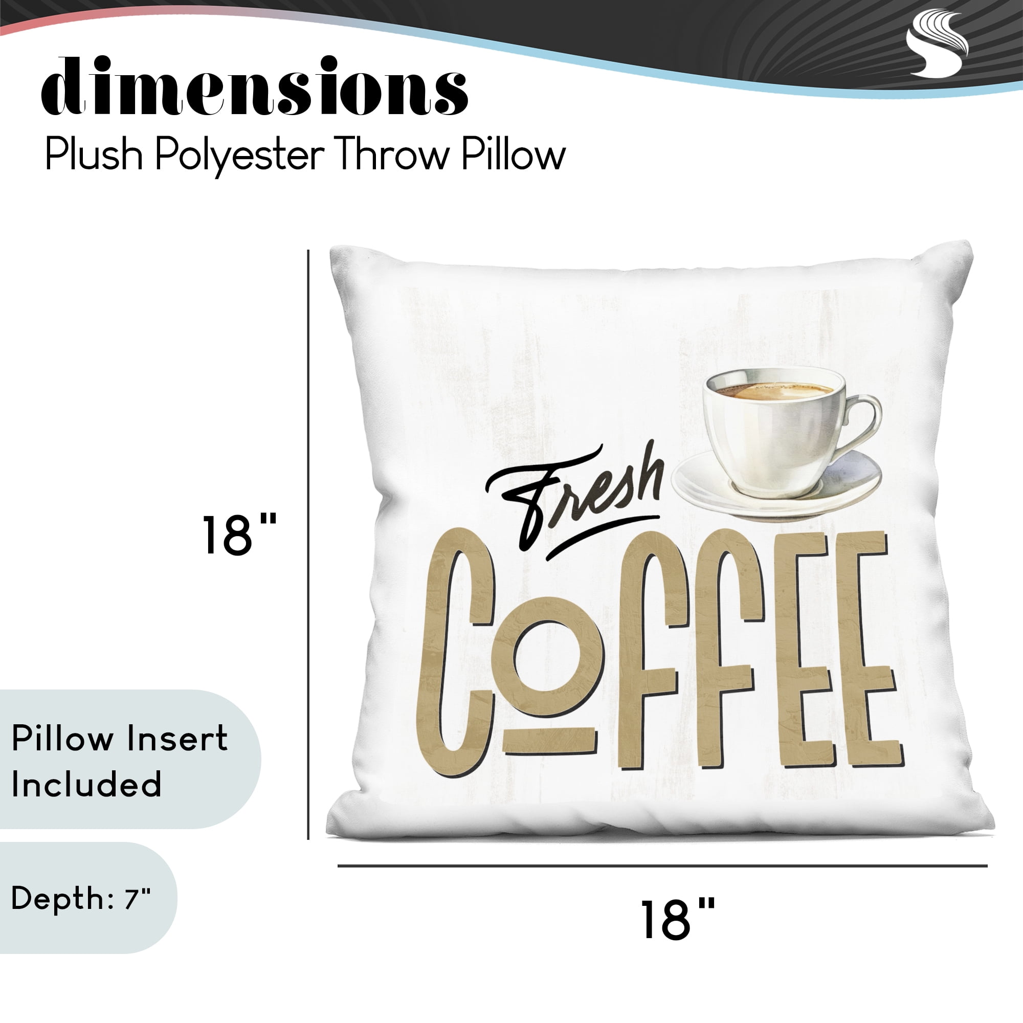 Stupell Industries Fresh Hot Coffee Decorative Printed Throw Pillow, design by Kim Allen, 18 x 7 x 18