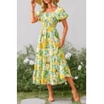 thumbnail image 4 of Vestido PRETTYGARDEN midi con mangas abullonadas y escote cuadrado amarillo XXL, 4 of 8