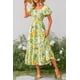 thumbnail image 4 of Vestido Midi PRETTYGARDEN Floral Amarillo con Mangas Abullonadas Talla M, 4 of 8
