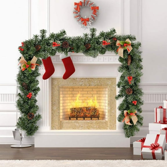 Hotel Grandeur Christmas Rattan 6ft Garland - PVC Window Door Holiday Decoration for Lobby Staircase Decor