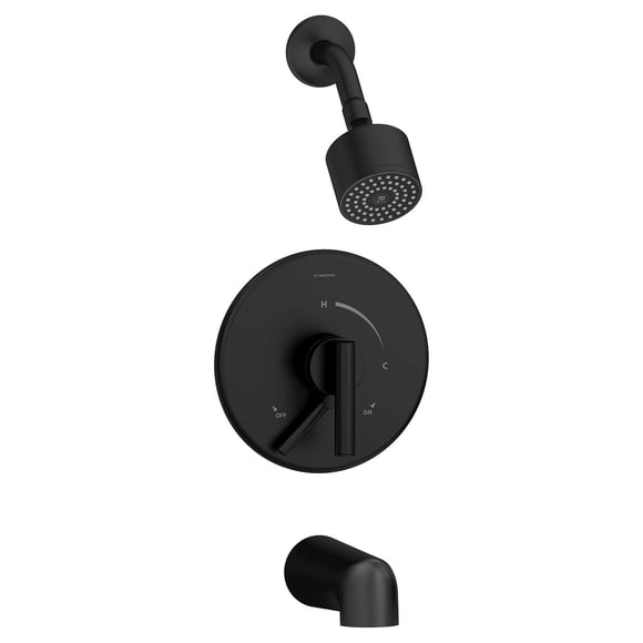Grifo de Ducha y Bañera Symmons Dia Negro Mate con Escudo de Latón, 1.5 GPM