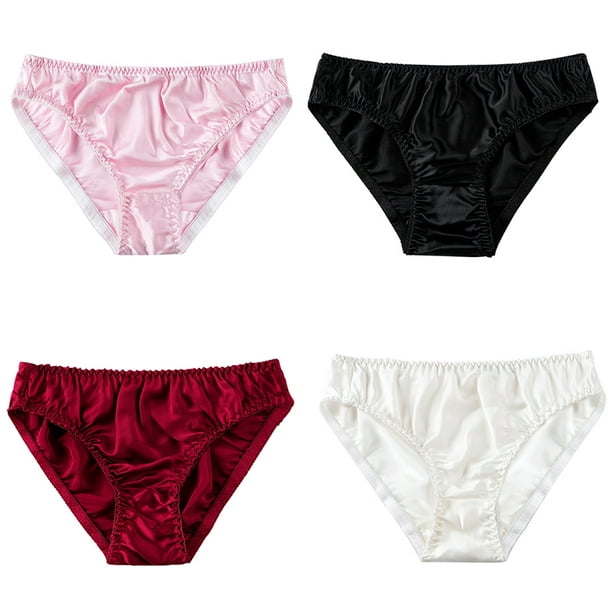 Womens Silk Panties Silk Bikini Silk Briefs Satin Underwear 2pcs
