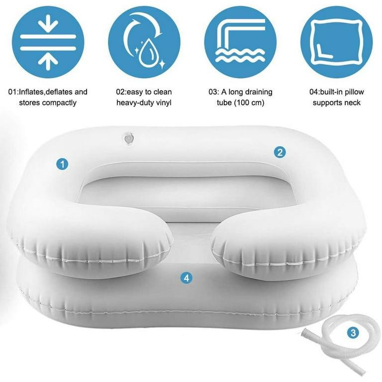 FullPetMoon Inflatable Shampoo Basin - Portable Shampoo Bowl, Hair Washing Basin for Bedridden, Disabled,Injured, Elderly, Hair Washtub