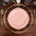 thumbnail image 1 of YOPTOP 10 Pack | Clear/Gold Baroque 8” Round Plastic Dessert Salad Plates  Disposable Tableware with Leaf Embossed Gold Rim,dustyrose,8", 1 of 11