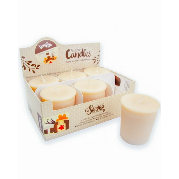 Vanilla Maple Soy Votive Candles - Scented with Natural Fragrance Oils - 6 Beige Natural Votive Candle Refills - Bakery & Food Collection