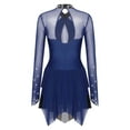 thumbnail image 4 of TiaoBug Women's Figure Ice Skating Gymnastic Leotard Roller Skating Performance Dress Navy Blue L, 4 of 7