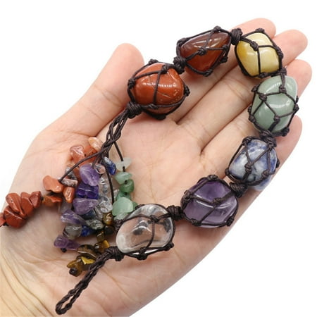 

Bee Decor Car Natural Woven Ornament Hanging Stone Yoga Hand Energy Stone Decoration Hangs