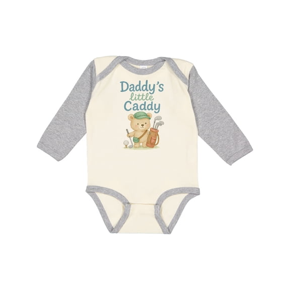 Inktastic Daddy's Little Caddy Bear Golf Theme Boys or Girls Long Sleeve Baby Bodysuit
