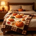thumbnail image 6 of Thanksgiving Autumn Flannel Blanket Orange, Elegant Fall Pattern Plush Throw, 27.5x39.4inLightweight Warm Quilt, Stylish Home Furnishing for Sofa Bed Outdoor Camping Use, 6 of 6