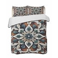 thumbnail image 2 of Quilts Full Size, Brown Teal Boho Soft Comforter Bedding Set for Bed, Ethnic Rustic Abstract Flowers Lightweight Quilted Bedspread with Pillow Cover(2 Pieces) for All Season, 78x90 Inch, 2 of 6