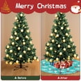 thumbnail image 4 of Christmas Tree Skirt,Turquoise Christmas Tree Pattern Christmas Tree Decor with Red Ribbon Ties,Round Shape,Christmas Decorations for Home 48"x48", 4 of 7