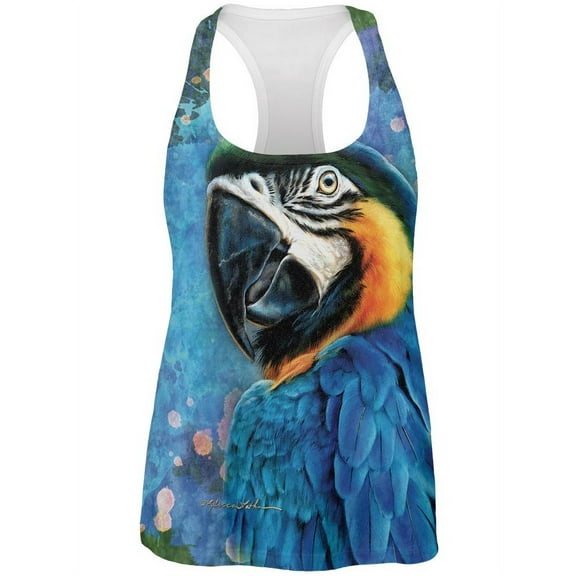 Exotic Blue Gold Macaw All Over Womens Work Out Tank Top Multi 2XL