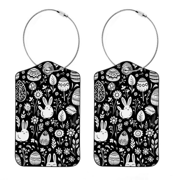 2 Piece Easter Luggage Tag for Suitcase Identifiers Privacy Name Address Label Card Tags with Stainless Steel Loop Women Men