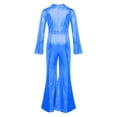 thumbnail image 4 of YIZYIF Kids Girls Metallic Long Sleeve Disco Dance Jumpsuit Bell-Bottomed Leotard Halloween Cosplay Party Dress Up Outfit Royal Blue 12, 4 of 7
