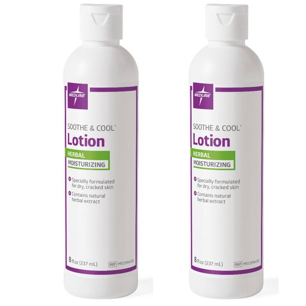Medline Soothe & Cool Herbal Body Lotions 8 oz, 2 Pack
