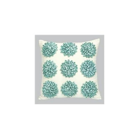 Jubilee Collection P402 Pillow - 9 Dahlias - Turquoise Flowers